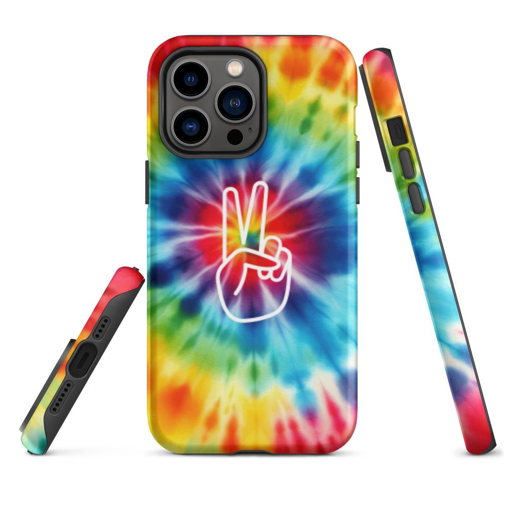 Tie Dye Peace Sign iPhone 14 Pro Max Tough Case - Matte Finish - https://ascensionemporium.net